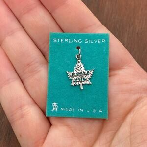 Vintage 925 Sterling Silver "Niagara Falls" Maple Leaf Pendant Bracelet Charm